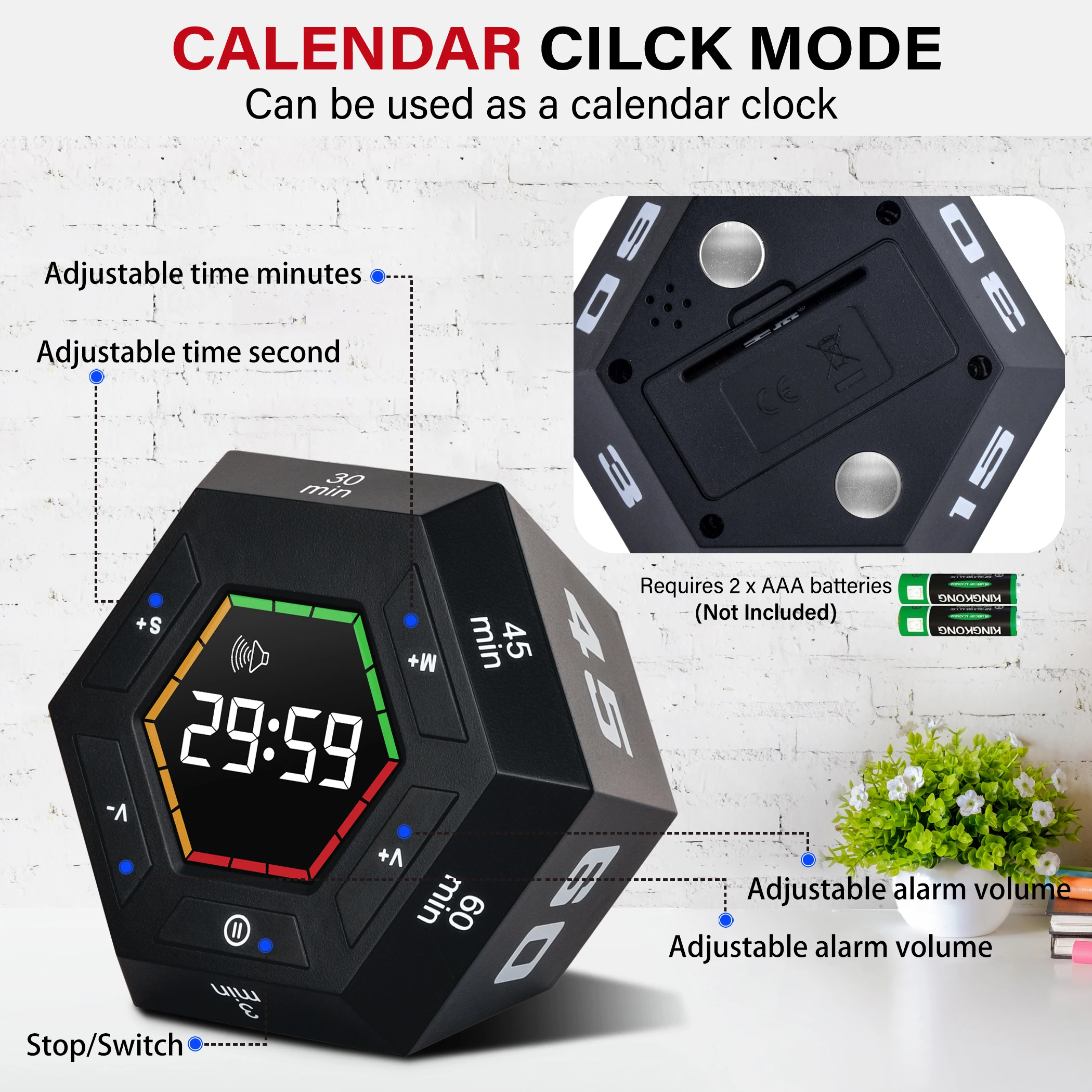 Timer da cucina con sensore di gravità - Timer visivo ricaricabile