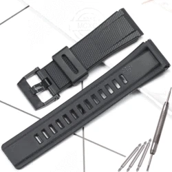 Men's Sports Waterproof 24mm Resin Watch Strap for 24mm (Black)