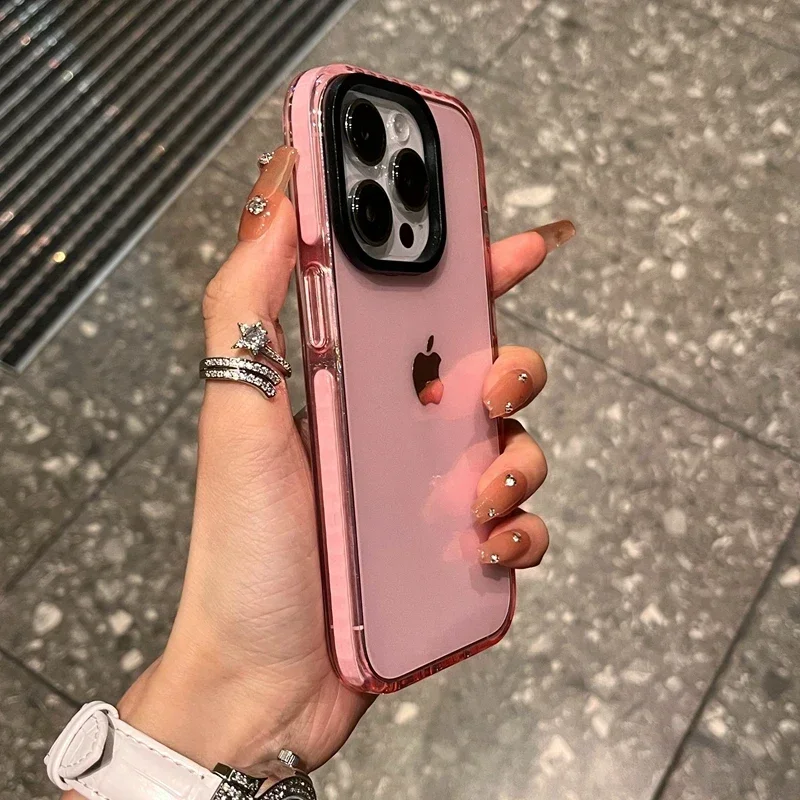 Luxury Transparent Airbag Shockproof Phone Case with Contrasting Bumper Design