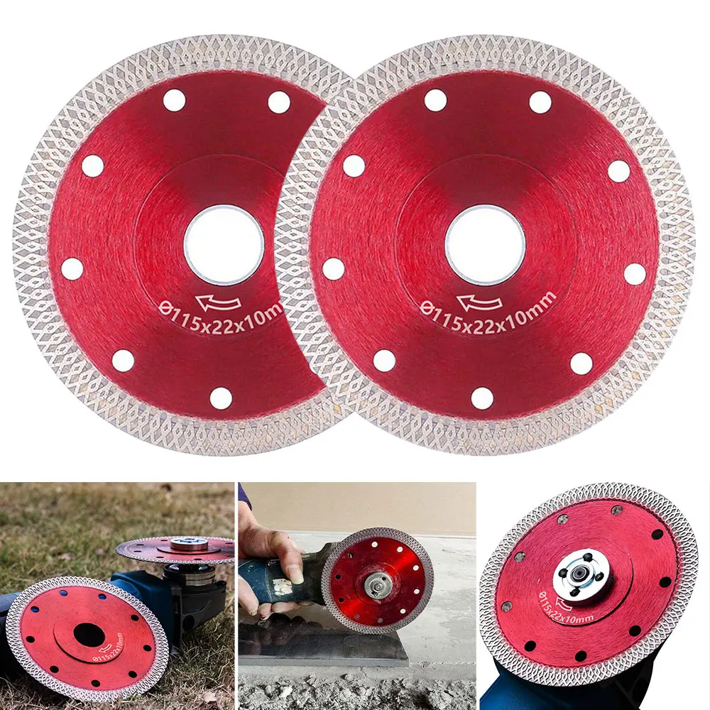 4.5 Inch Super Thin Diamond Tile Saw Blade For Angle Grinder - Dry/Wet Cutting For Ceramic, Concrete, Granite (Red X10)