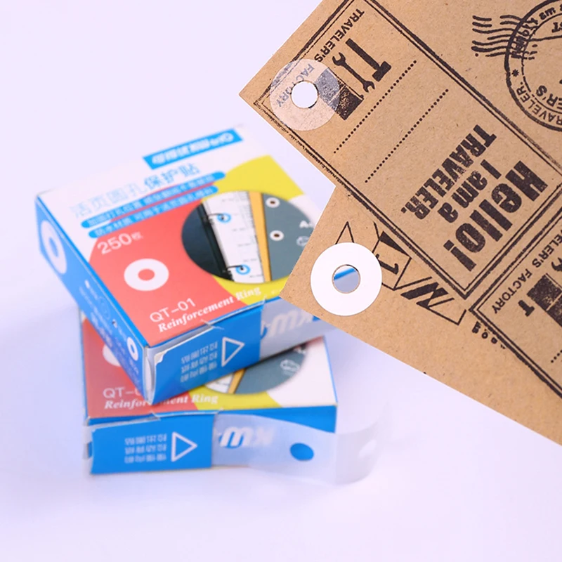 250 paper/Box Hole Punch Protector Labels Self-Adhesive Loose-Leaf Paper Binding Paper Sticker Round Stickers Office School book binding supplies