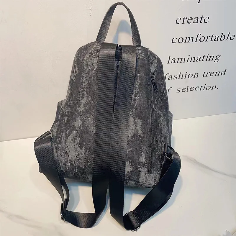 Denim Backpack Large Capacity Bag Casual Simple Commuter Bag Send Large Sunflower Pendant