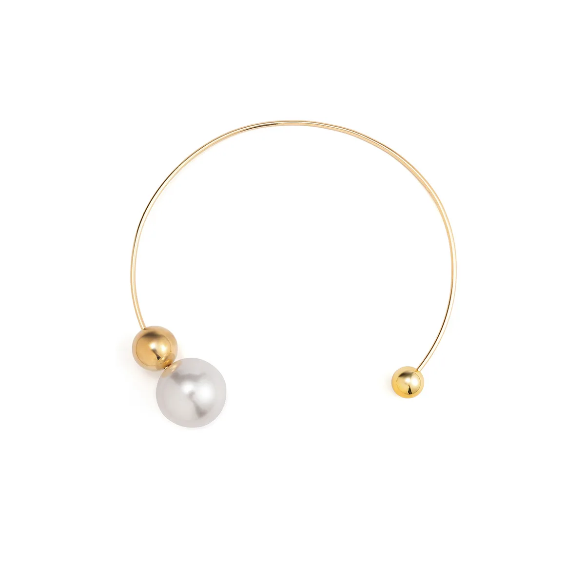 Metal Choker Necklace DIEZI Fashion Imitation Pearl Torques Gold Silver Color For Women