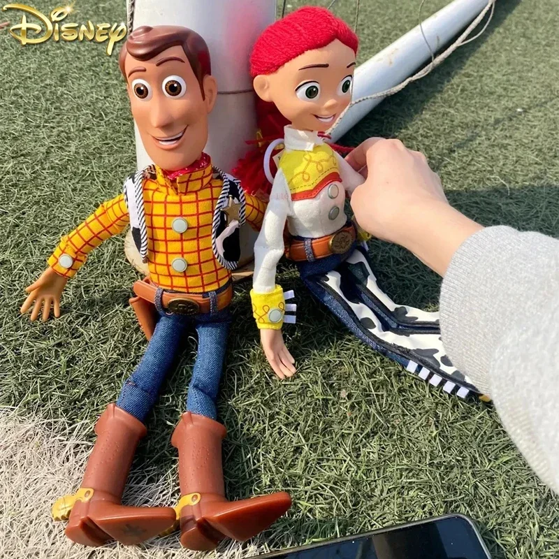 

40CM Anime Disney Toy Story 4 Figures Talking Woody Buzz Jessie Rex Action Figurines Decor Model Collection Christmas Toy Gift