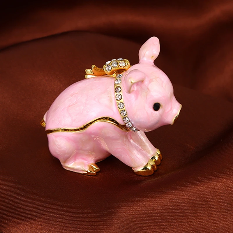 

1pc Pig Trinket Jewelry Box Animal Collectibles Ring Holder 50*30*45mm Necklace Earrings Box birthday gifts