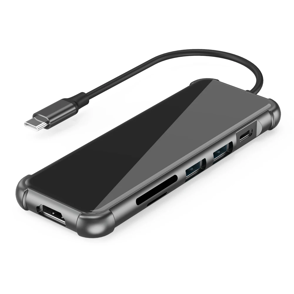 AIRSKY Серый 3 в 1 Алюминиевый сплав USB A Type C 2.0 480 Мбит/с 3.0 Порт макс. 5 Гбит/с A-F Интерфейсы C-M к концентратору SD и TF Считыватель карт для мобильного телефона, смартфона, ПК, ноутбука, планшетов