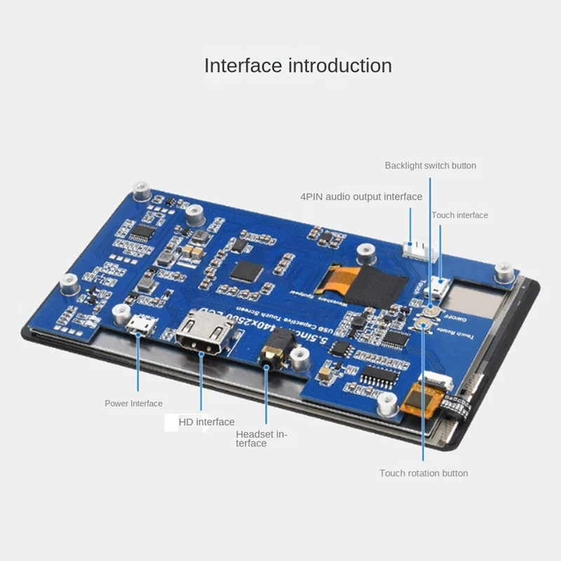 1Set 1440X2560 Black ABS+Metal For Raspberry Pi 5.5Inch IPS HD 2K Capacitive Touch Screen Computer Secondary Screen