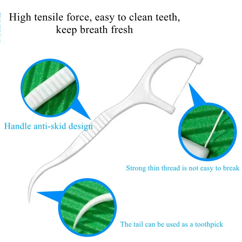 50Pcs/box Dental Floss Flosser Picks Toothpicks Teeth Stick Tooth Cleaning Interdental Brush Dental Floss Pick Oral Hygiene Care