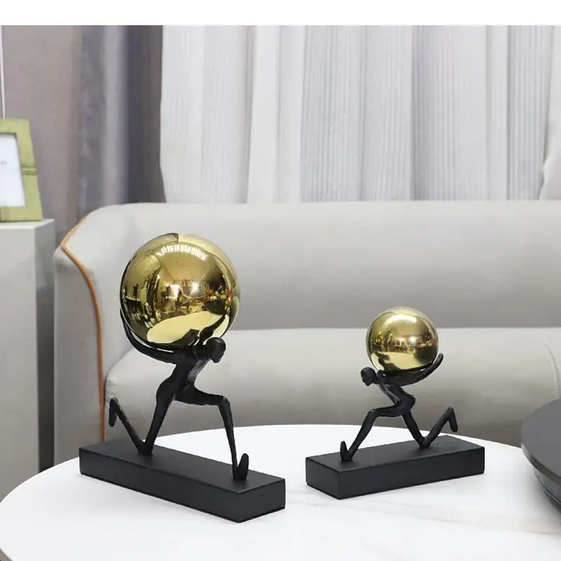 

Carrying Heavy Balls Figure Statue Resin Artwork Ornaments Desk Decoration Abstract Characters Crafts Sculpture Modern Decor