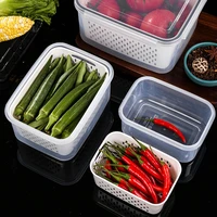Double-Layer Drain Basket with Cover Refrigerator Fruits Vegetables Crisper Large Washing Vegetable Basket Kitchen Colander Tool 4