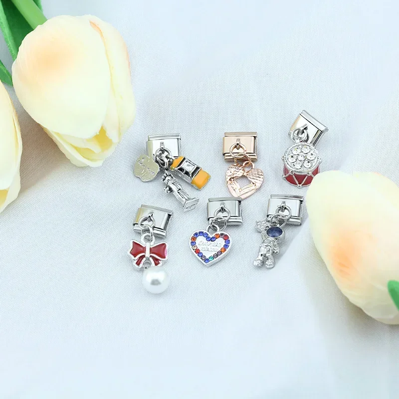 Charm Bracelet Hapiship Fashion Heart Butterfly Beetles Astronauts Shark Charm Italian Link Fit DIY 9mm Stainless Steel Jewelry DJ543