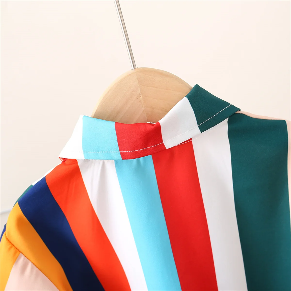 Summer (0-3) Boys Baby Short Sleeved Colorful Striped Printed Shirt Children's Short Sleeved Top T-shirt Shirt Casual