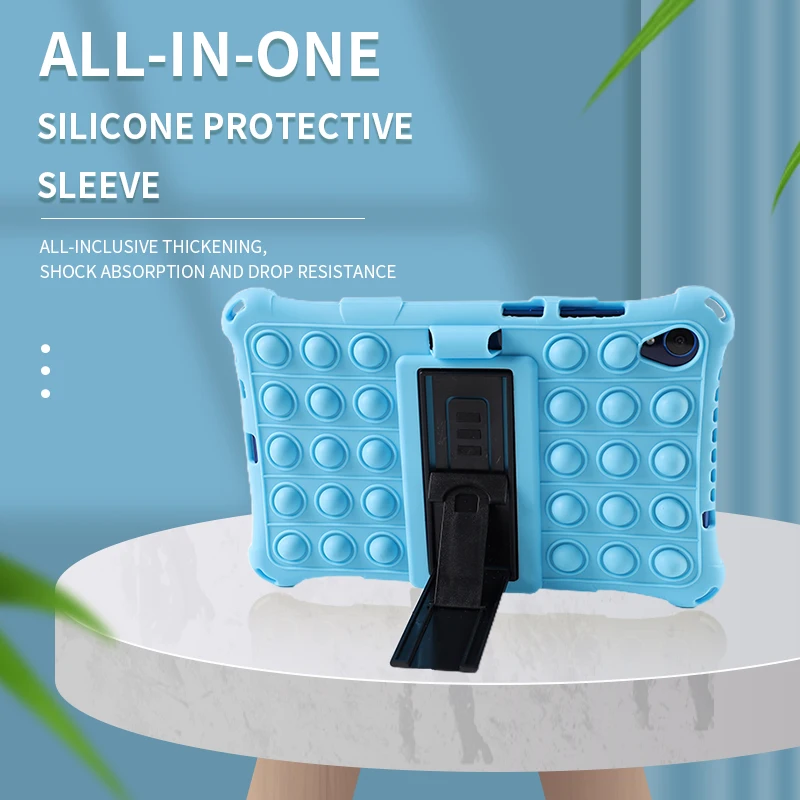 Versatile Silicone Bubble Tablet Cover with Shoulder Strap & Pen