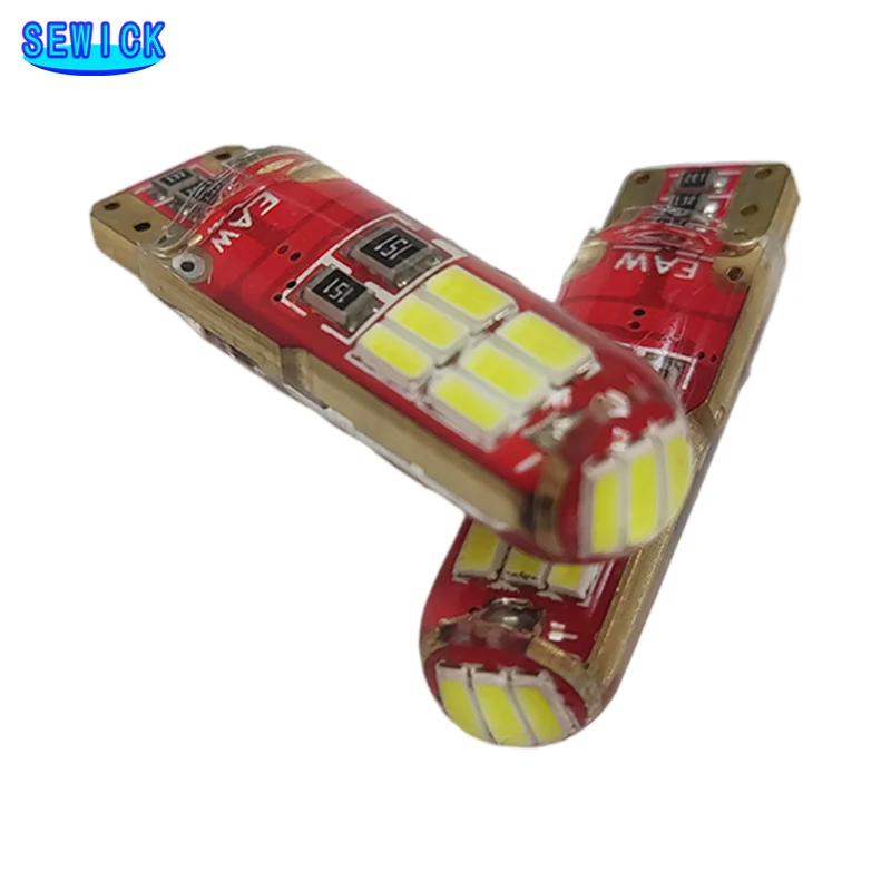 

100 шт., 12 В, белые силиконовые лампы T10 15SMD