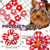 10/20pcs Flower Dog Hair Bow Red Style Valentine's Day Decorate Dog Bowknot with Rubber Bands for Small Dog Puppy Accessories 2
