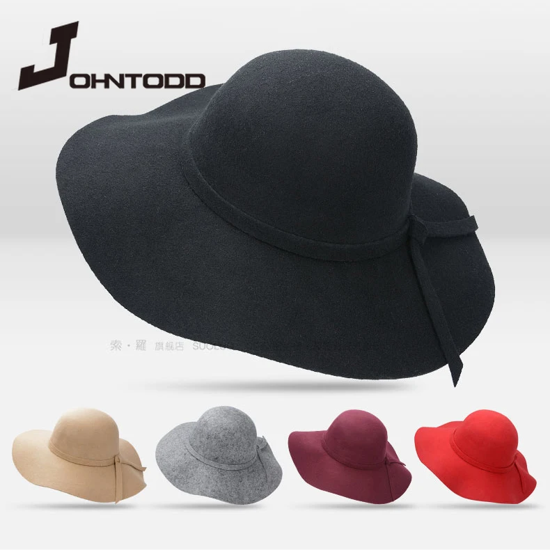 Bucket Hat Fashion Hat Wool Hat Fedora Hat Hat Fedora Hat Ladies Top Ladies Classic Fluffy Wide-brim Wool Felt Bowler Beach Warm Fedora Bucket cap