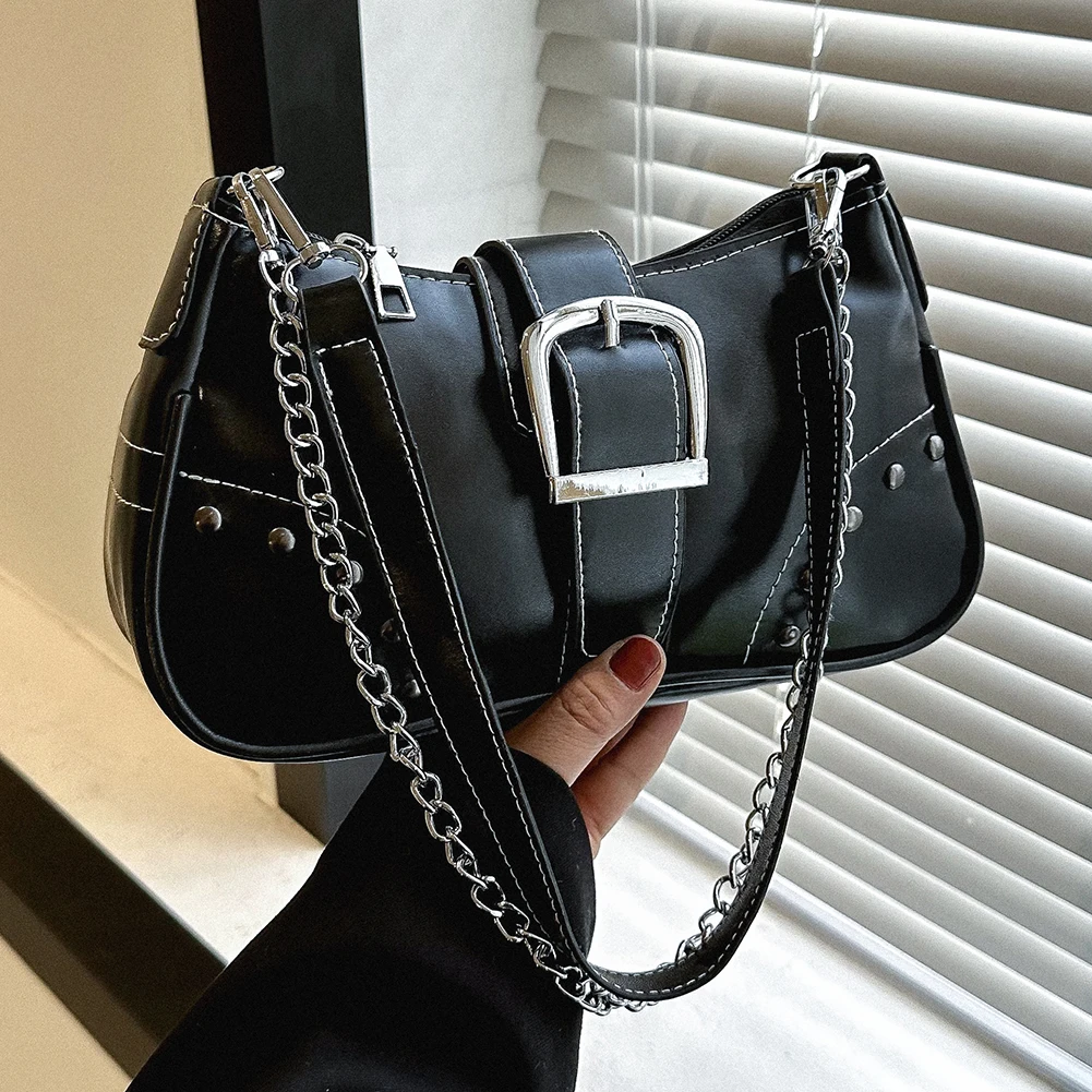 バッグ Y2K leather shoulder bag 2way grunge Amazon.com: Y2k Purse Black Punk Shoulder Bag with Silver