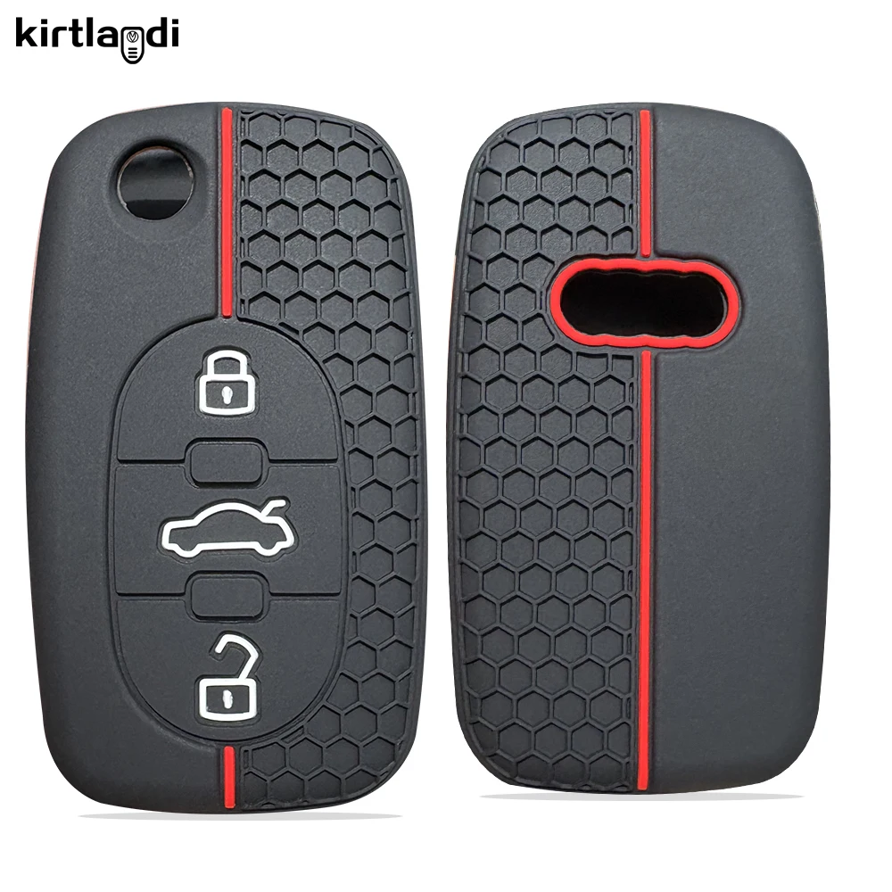 Key Case Cover Key Case Kirtlandi Key Case for Audi A1 A4 B6 A6 C5 TT 8N Silicone Car Key Cover 3 Button Holder Keychain Accessories Protection