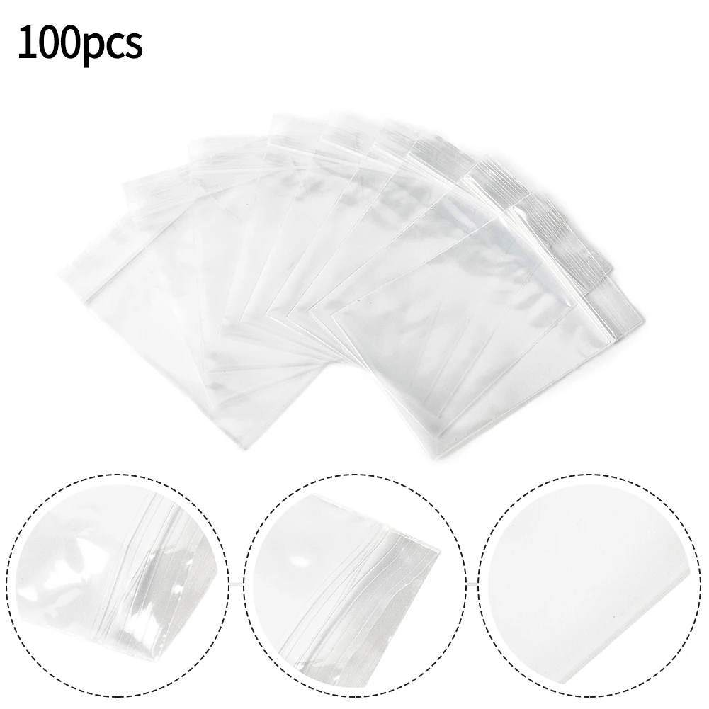 100Pcs Small Clear Vacuum Bags Plastic Baggies Baggy Grip Self Seal Resealable Zip-Lock For Kitchen Food Mini Tool Parts Storage 3