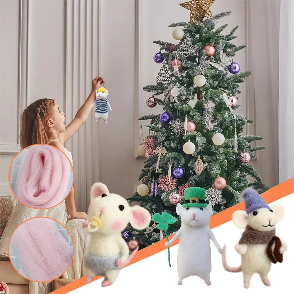 Cute Wool Felting Package Material Animal Handmade Toy Non-Finished DIY Arts Crafts Needlework Yarn Needle Felting Starter Kit
