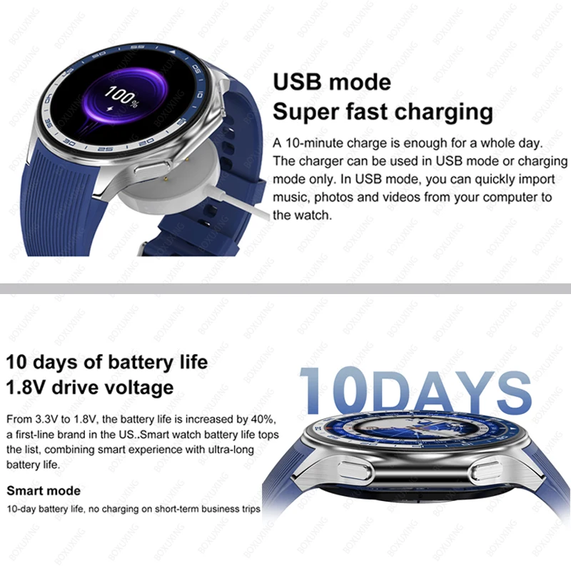 For OPPO Watch X Smart Watch Men Heart Rate Bluetooth Call 1.43" AMOLED 32G MP4 Music Video Playback 466*466 HD SmartWatch Man 5