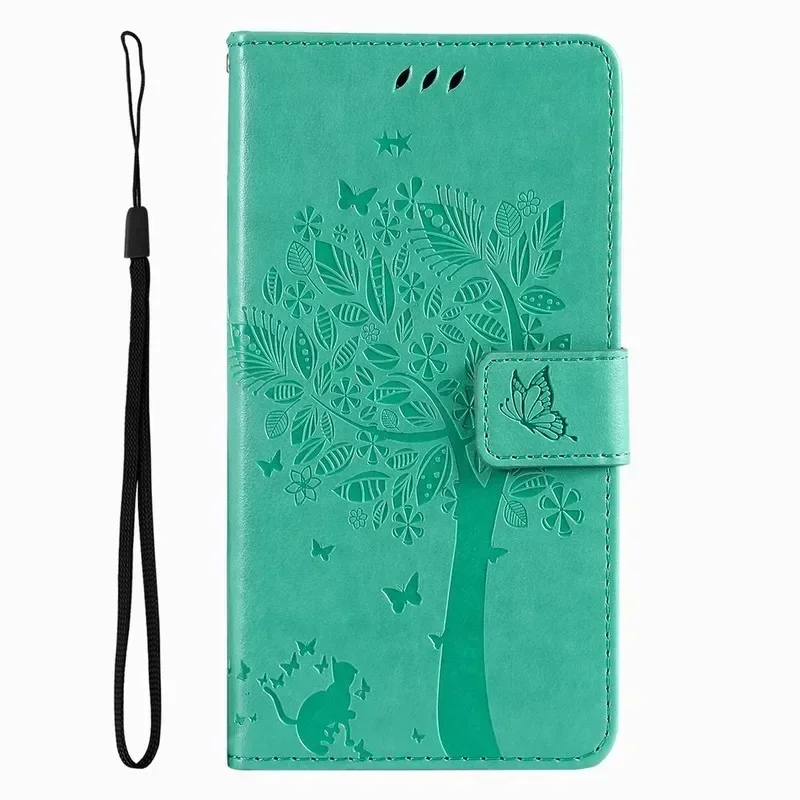 Cute Cat Tree Flip Wallet Case with Card Slots Cover