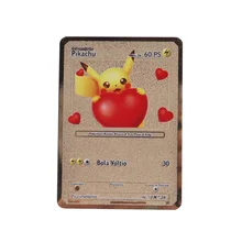 

NEW Spanish Pokemon Cards Metal DIY Card Love Pikachu Golden Limited Edition Kids Gift Game Collection Cards