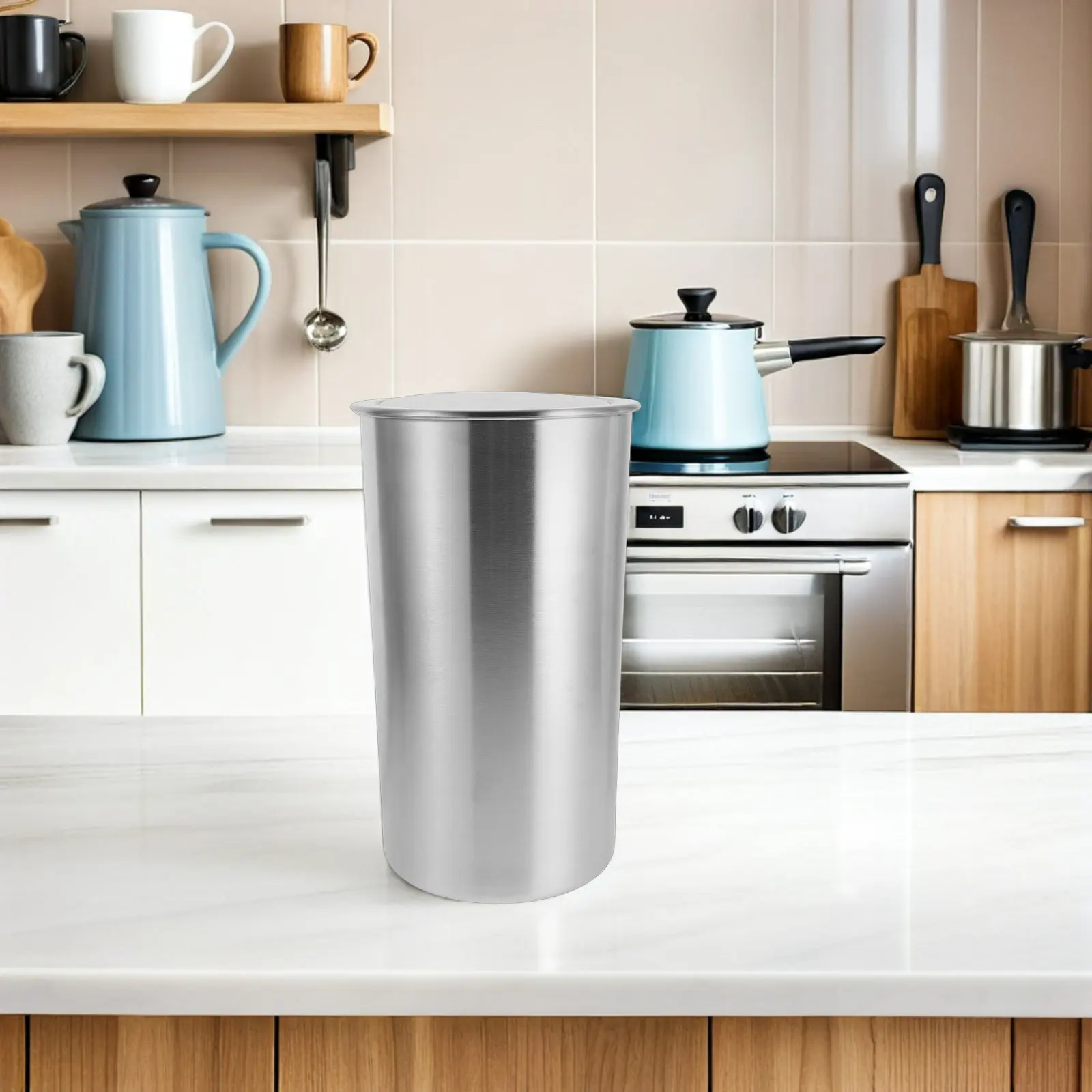 빌트인 싱크대 쓰레기통 스테인리스 스틸 원형 5.5L 스윙 뚜껑 내장형 주방 캐비닛 쓰레기통 매립형 쓰레기통