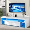 LED TV Stand with Storage Lights for 55/65/70/75 inch TV, TV Console Table with High Glossy Entertainment Center for Gaming 1