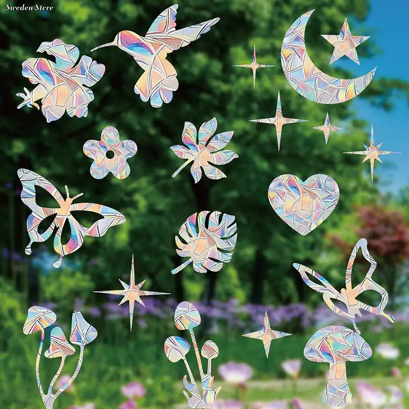 1 Set Rainbow Prism Electrostatic Glass Stickers PVC Butterfly Static Window Stickers Sun Catcher Home Decor Wall Decal window stickers
