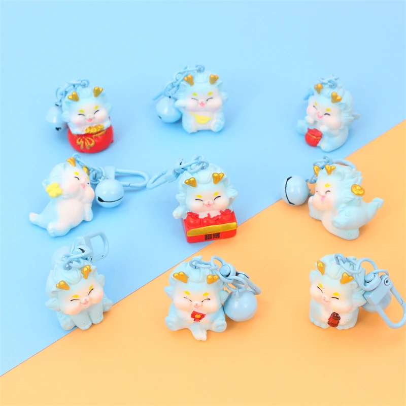 

Новогодний брелок для ключей 2024, милый мультяшный дракон, брелок для ключей от машины, школьный рюкзак с подвеской, украшение, детские подарки