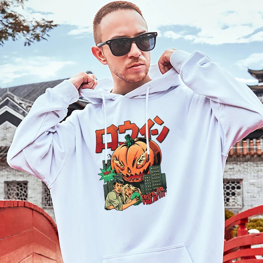 

Pumpkinzilla мужские хлопковые толстовки с капюшоном в стиле трюка или лечения, уличные свитера, трендовый удобный мужской тренировочный костюм оверсайз