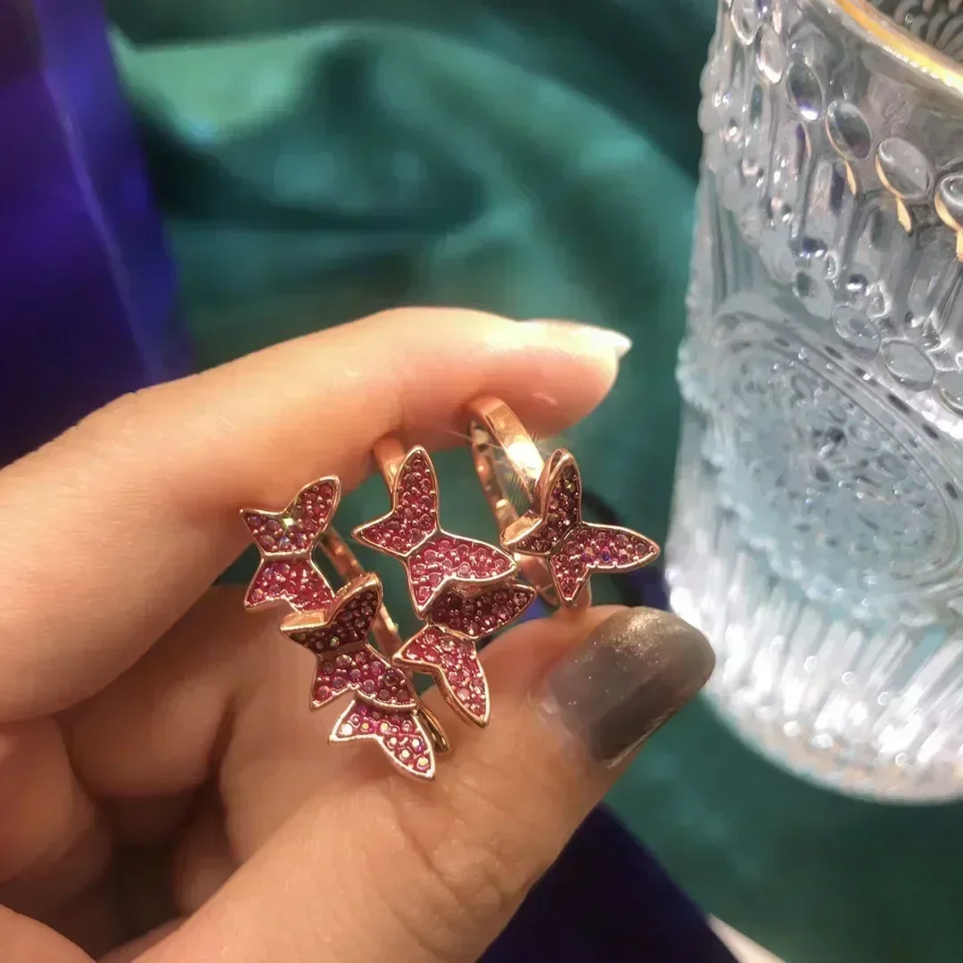 2025 New Fashion Trendy Fine Jewelry Sets for Women Stainless Steel Butterfly Necklace Earring Bracelet Ring Party Accessories 6
