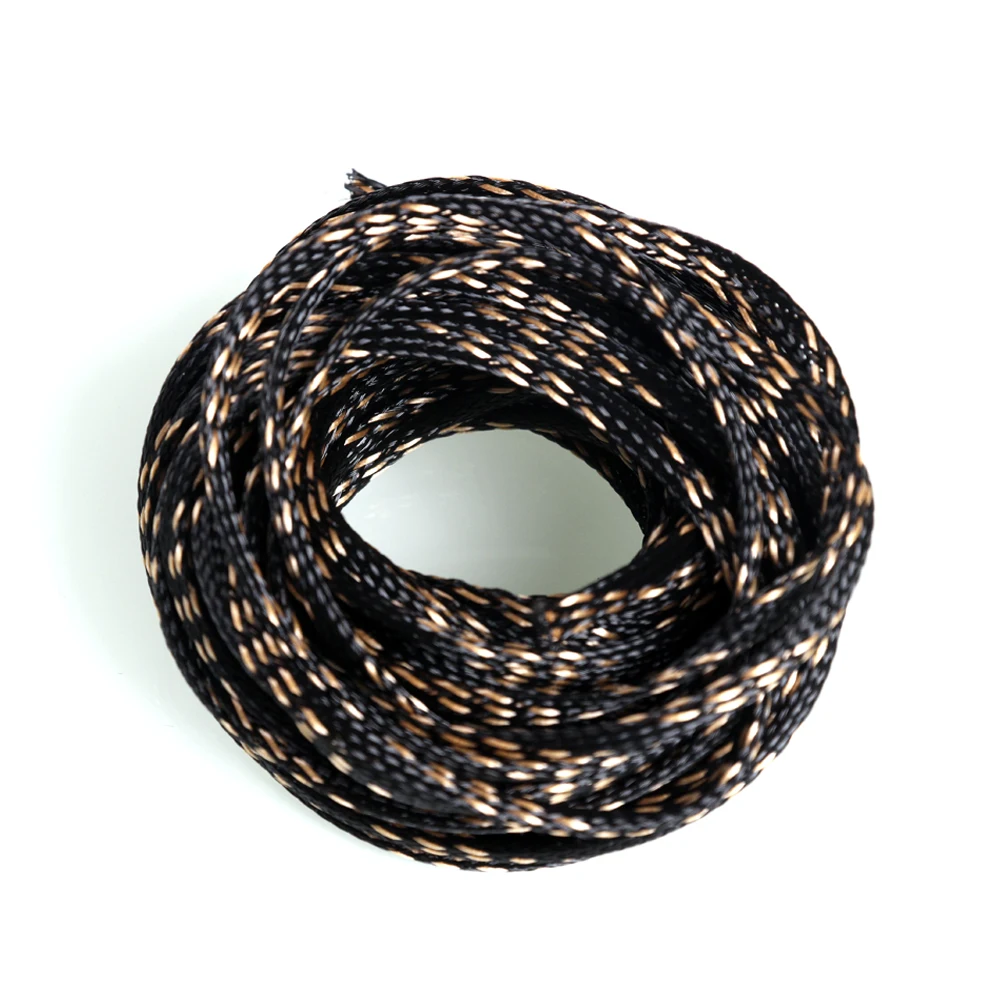 10M Braided Expandable Cable Sleeve 4-20mm Insulation Wire Wrapper Gland Cables Protection Sheathing Insulation Black&Gold