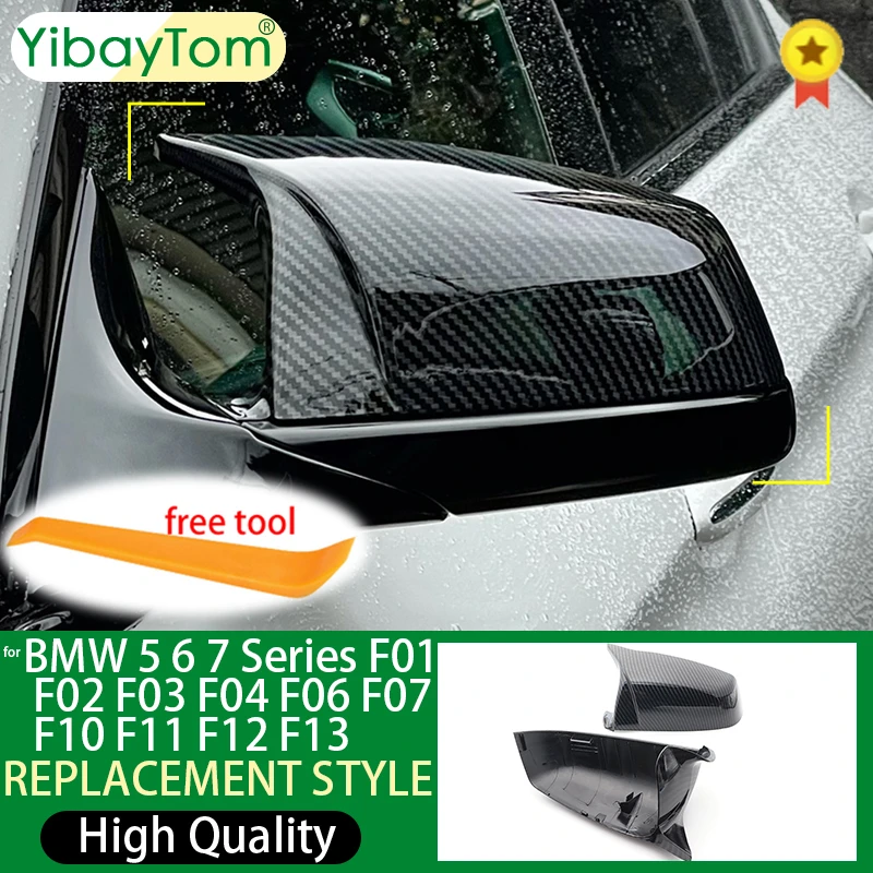 Seitenflügel-Rückspiegel-Abdeckkappe für BMW 5 6 7er F01 F02 F03 F04 F06 F07 F10 F11 F12 F13 Carbon Black hochwertige Typen
