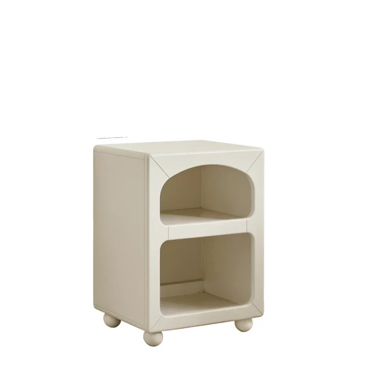 *Solid Wood Children's Bedside Table, Bedroom White Cream Wind Creative Bedside Storage Locker