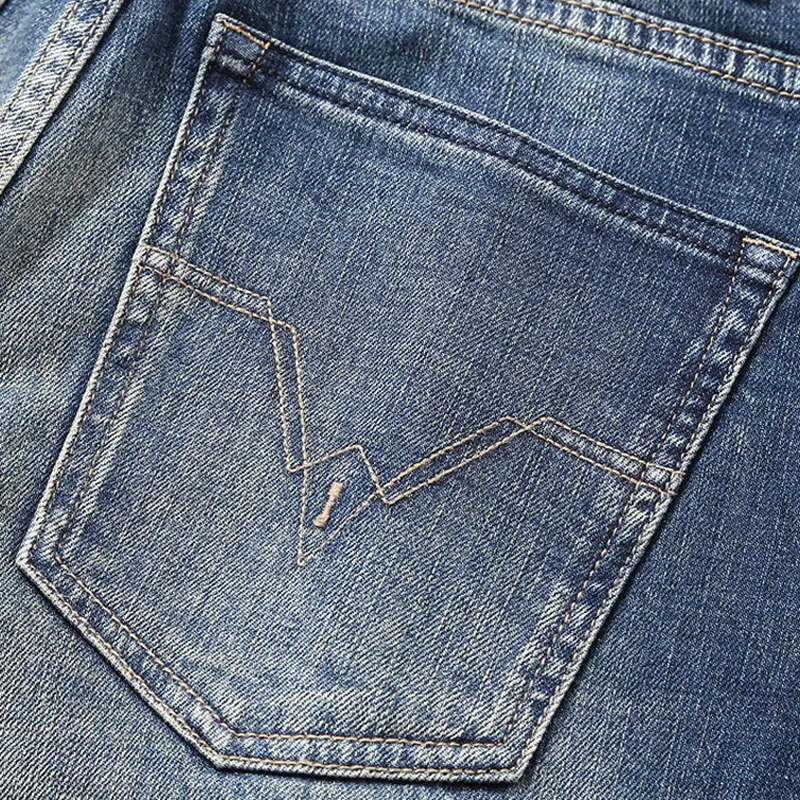 Fashion Designer Men Jeans High Quality Retro Washed Blue Elastic Slim Fit Ripped Jeans Men Trousers Vintage Denim Pants Hombre