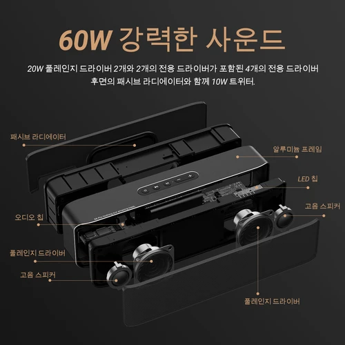 BOGASING S8 Pro 블루투스 스피커 Hi-Res 60W 오디오 확장 저음 및 고음 Bluetooth 5.0 HiFi 휴대용 무선 스피커 HiFi 서라운드 스테레오 사운드 및 펀치베이스, 15H 재생 시간, 방수, EQ, DSP 기술, TF 카드, AUX, 내장 마이크 2