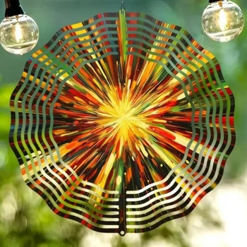 3D Tree of Life Wind Spinner – Stainless Steel Garden Art with Colorful Leaves 1
