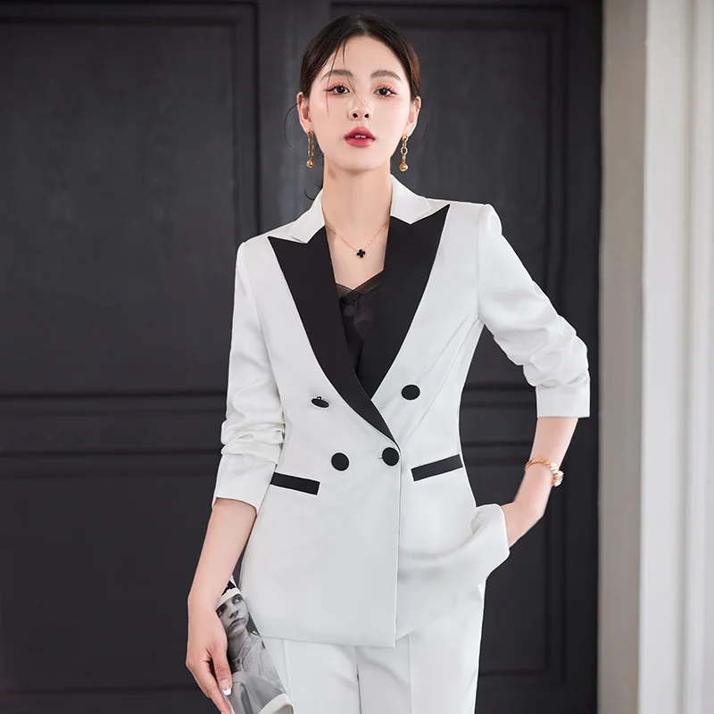 

White Suit Jacket Women's Spring and Autumn New Design Sense Stitching Small Suit Suit Women's Fashionable Stylish Fashionable T