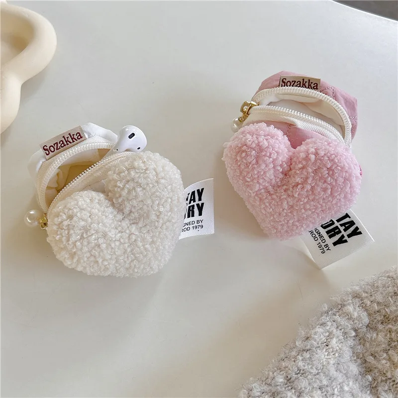 

Cute Plush Love Headphone Bag Bluetooth Headset Cover for Airpods 1 2 3 Pro Pro2 Headphone Cover Wireless Earphone Box