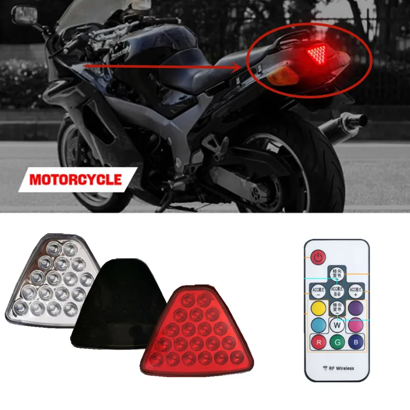 

12V F1 Style LED Motorcycle Rear Diffuser Spoiler LED Brake Lights Bumper Cover Pilot Lamp For Honda//Yamaha/Suzuki