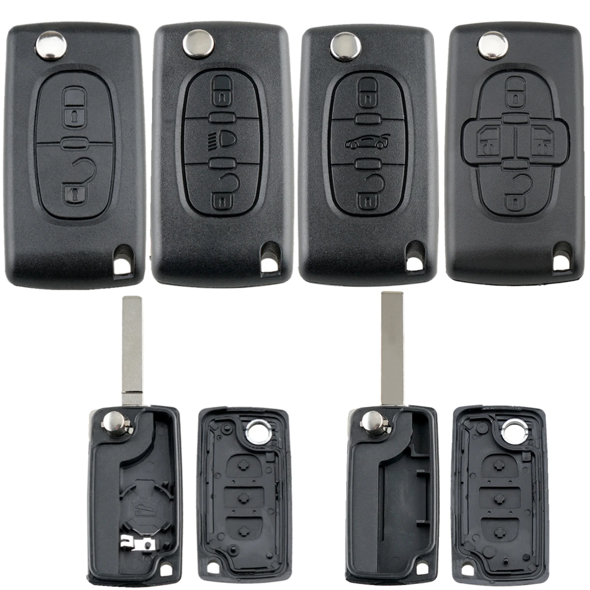 2 / 3 / 4 przyciski zdalnego kluczyka Pasuje do Peugeot Citroen C2 C3 C4 C5 C6 Składana obudowa kluczyka samochodowego