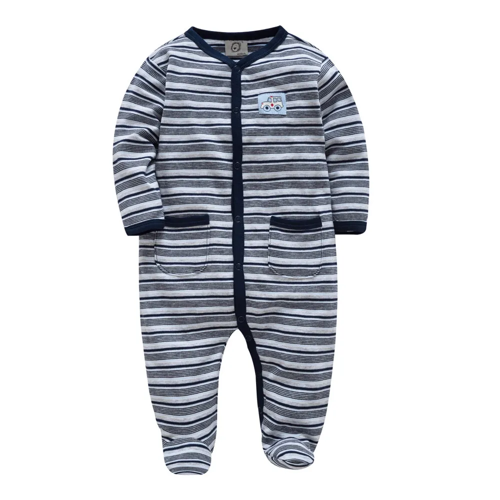 Fall Winter Newborn Baby Clothes Cotton Striped Cartoon Print Baby Boy Jumpsuit Long Sleeve ropa de bebe Clothing baby jumpsuit