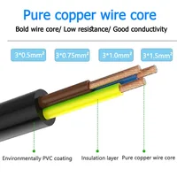 1.5M 3M 5M 10M สายไฟ AC EU 3-PRONG Plug Connector ทองแดงลวด PC แล็ปท็อปสายชาร์จสําหรับหม้อหุงข้าวคอมพิวเตอร์โฮสต์ 4