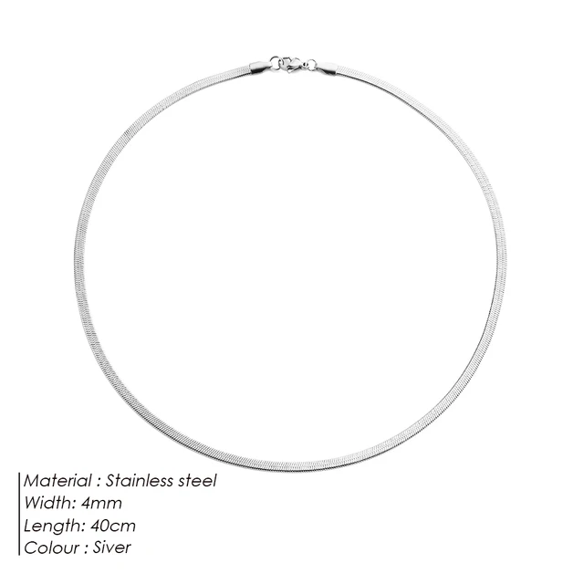 EManco unisexe serpent chaîne collier couleur argent tour de cou en acier inoxydable à chevrons chaîne collier pour femmes bijoux en gros