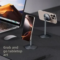 New Aluminum Alloy Magnetic Phone Stand | Desktop Lazy Holder, 360° Rotation | For iPhone/Samsung, Live/Office/Streaming
