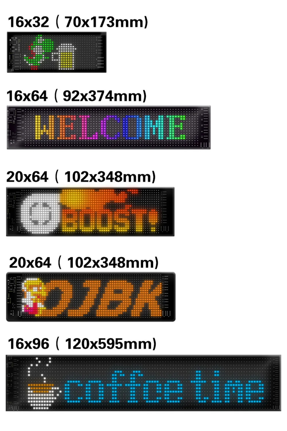 Description Picture 4 of itemFlexible LED Car Sign Bluetooth App Control Led Panel LED Matrix Pixel Panel, USB 5V Scrolling Bright Advertising LED Signs