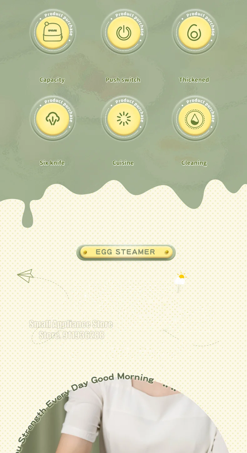 Description Picture 3 of itemPortable Egg Boiler Breakfast Mini Egg Steamer Automatic Power Off Dormitory Mini Egg Steamer Multifunctional Kitchen Appliances