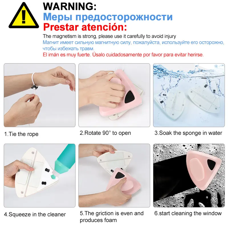 Double Sided Magnetic Window Cleaner Glass Wiper for Washing Windows Magnetic Cleaning Brush Household Cleaning Tools